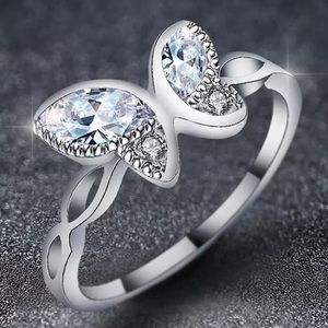 Zircon Silver color Butterfly Ring